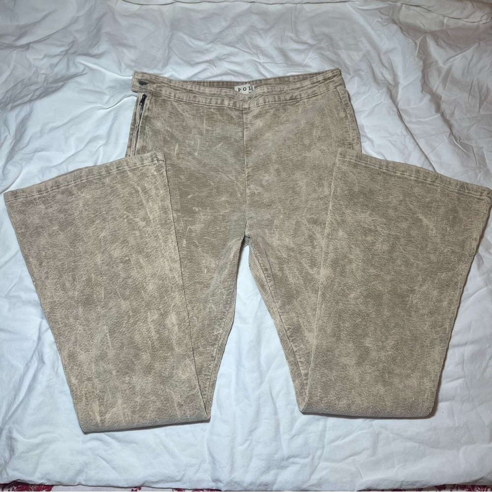 POL Corduroy Flare Pants Women’s Size Large Tan Bleach Wash Anthropologie - Picture 12 of 12